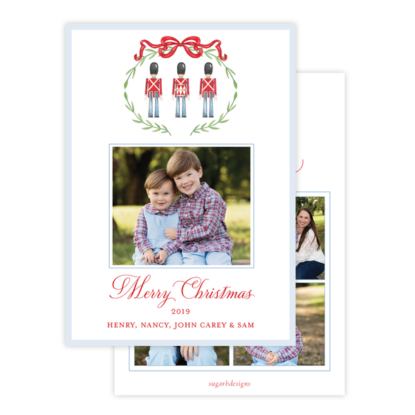 Denmark Wooden Soldier Royal Wreath Portrait Three Photo Back Christmas Card