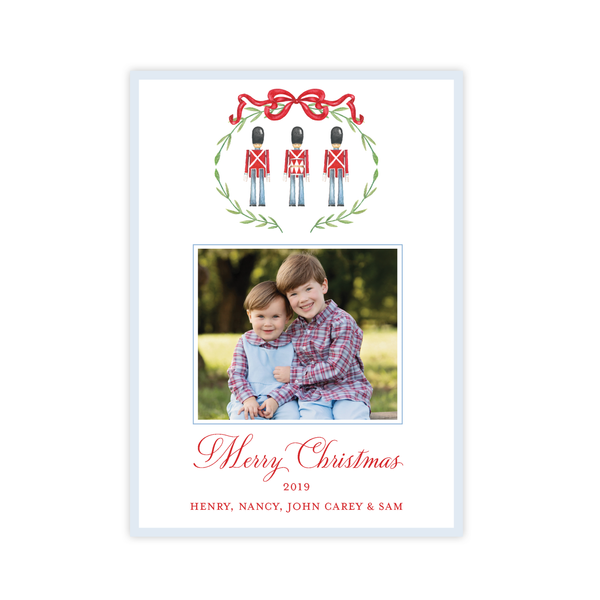 Denmark Wooden Soldier Royal Wreath Portrait Three Photo Back Christmas Card