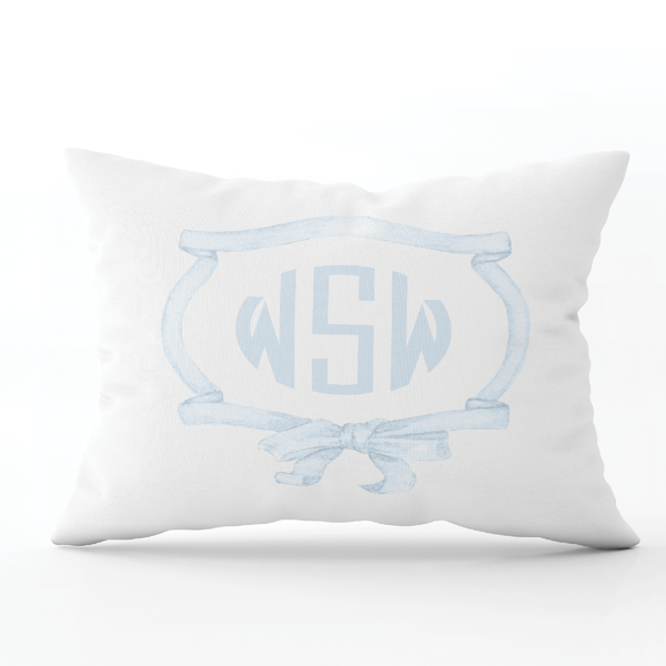 Edie Wreath Blue Monogram Lumbar Pillow