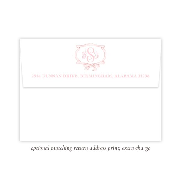 Edie Ribbon Wreath Pink Birth Announcement