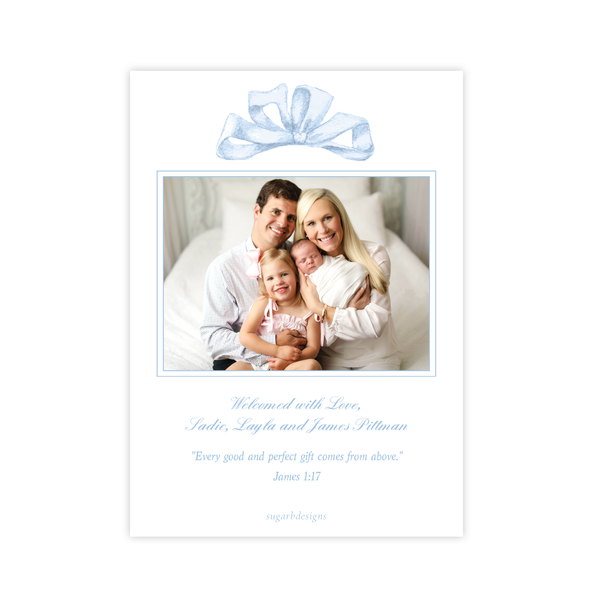 Florentine Wreath Blue Birth Announcement