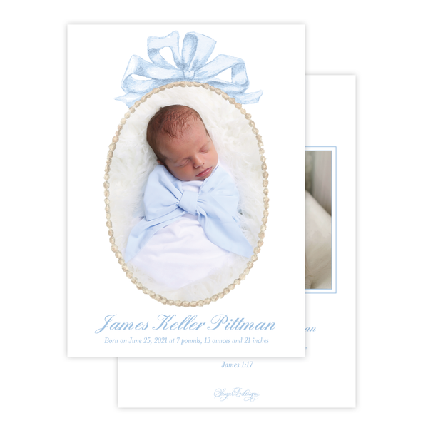 Florentine Wreath Blue Birth Announcement