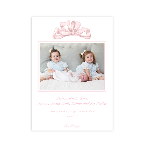 Florentine Wreath in Pink Birth Announcement