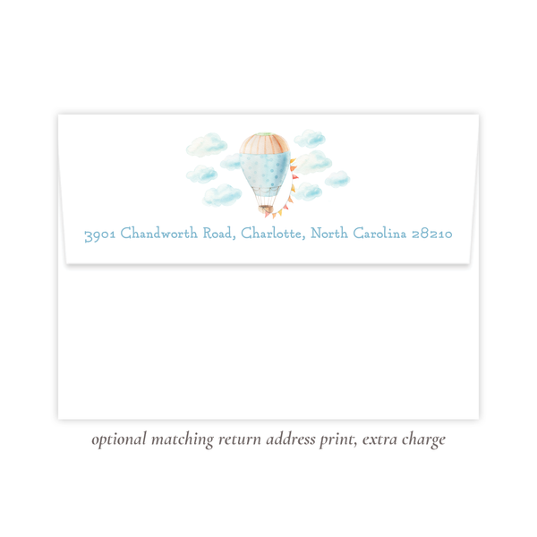 Fly High Hot Air Balloon Birthday Invitation