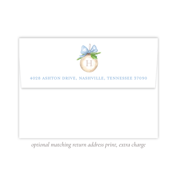 Franklin Ornament Blue Birth Announcement Christmas Card