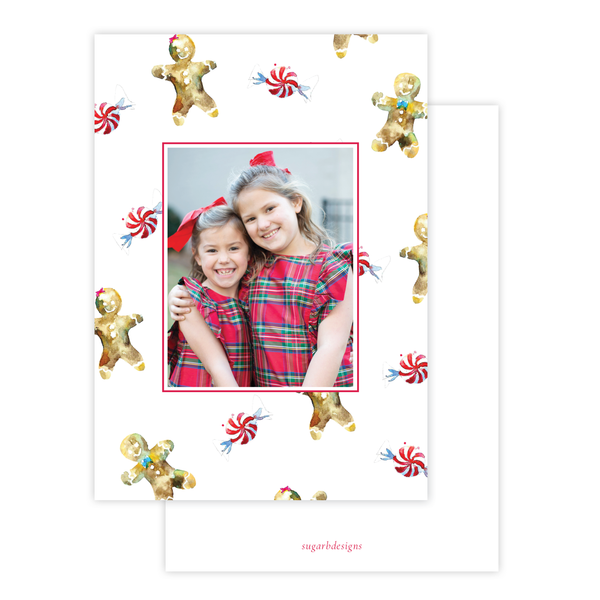 Gingerbread Greetings Christmas Card Border Portrait