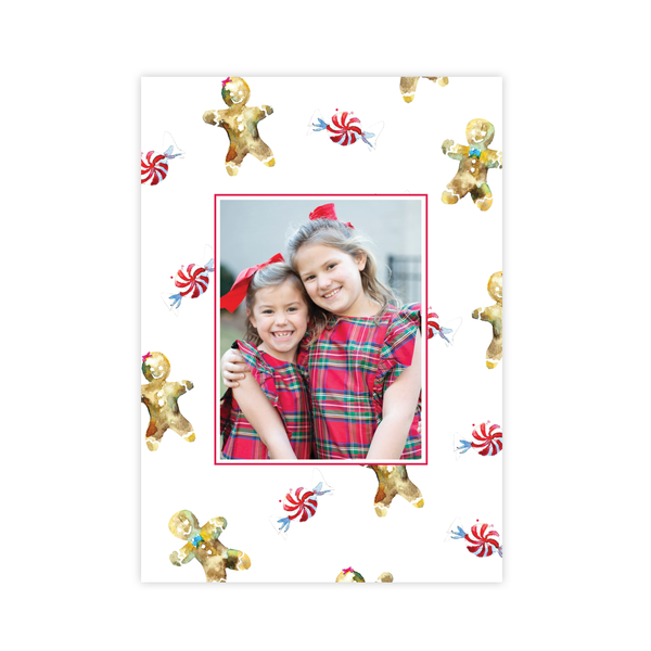 Gingerbread Greetings Christmas Card Border Portrait