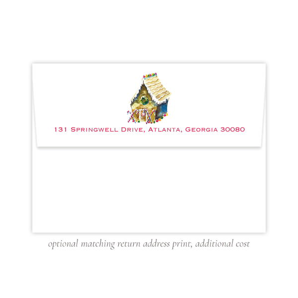 Gingerbread Greetings Christmas Card Landscape Border Stripe