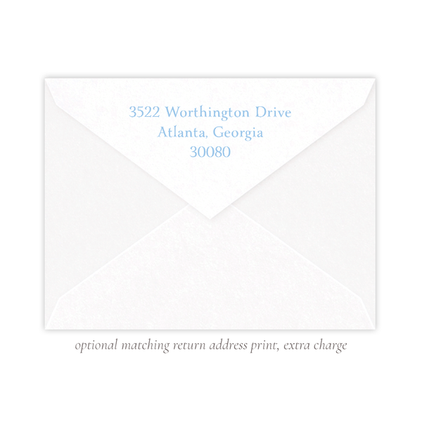 Georgia Bow in Blue Letterpress on Cotton Fine Paper Flat Stationery