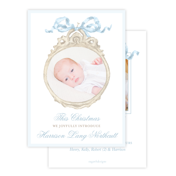 Georgia's Frame Blue Birth Announcement Christmas Card