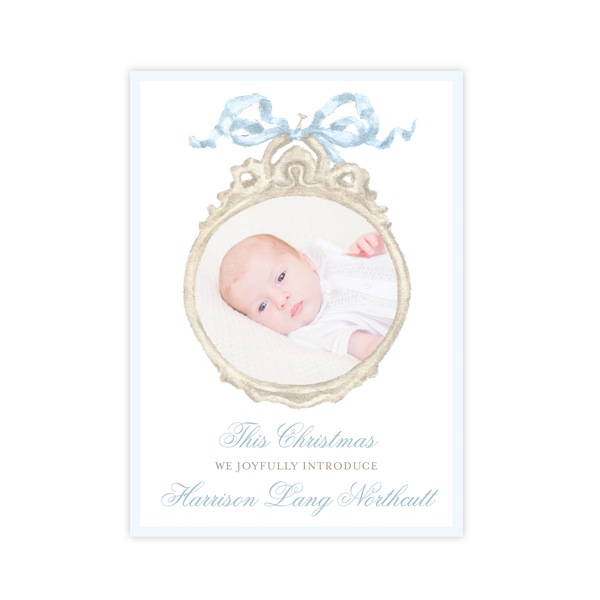 Georgia's Frame Blue Birth Announcement Christmas Card