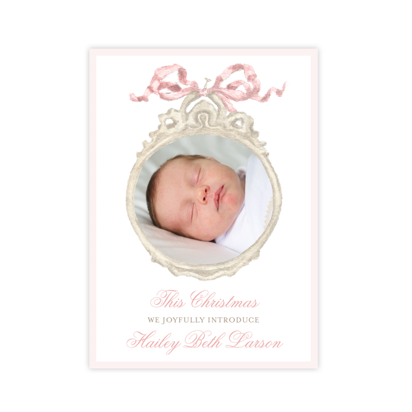Georgia's Frame Pink Birth Announcement Christmas Card