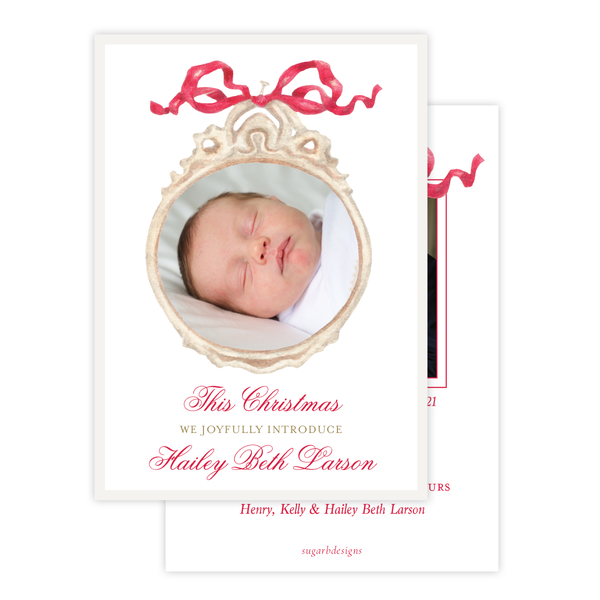 Georgia's Frame Red Birth Announcement Christmas Card