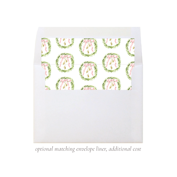 Harrington Wreath Pink Christmas Card Portrait Border