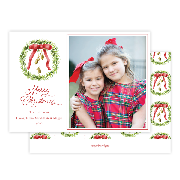 Harrington Wreath Red Christmas Card Landscape