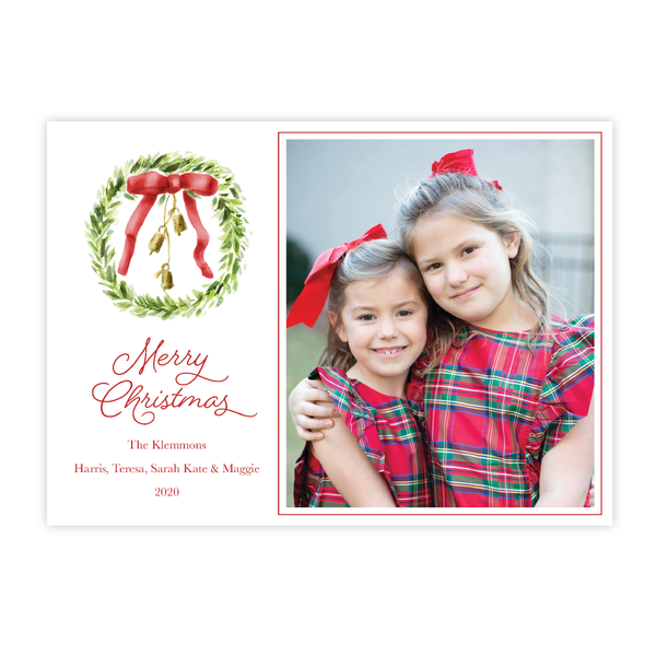 Harrington Wreath Red Christmas Card Landscape