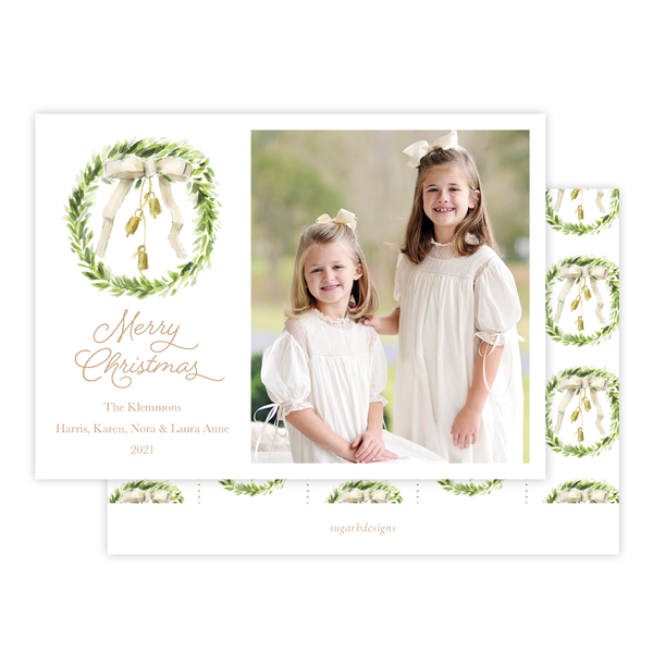 Harrington Wreath Tan Christmas Card Landscape
