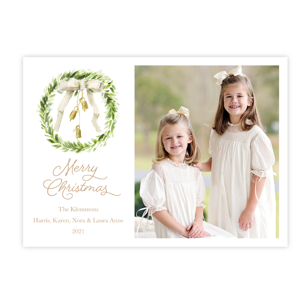 Harrington Wreath Tan Christmas Card Landscape