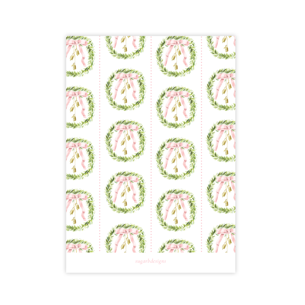 Harrington Wreath Pink Christmas Card Portrait