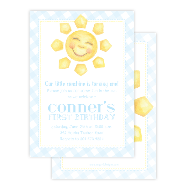 Sunshine Blue Birthday Invitation