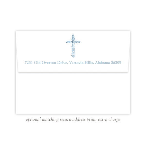 Harmony Cross Blue Dedication Invitation by Sugar B Designs