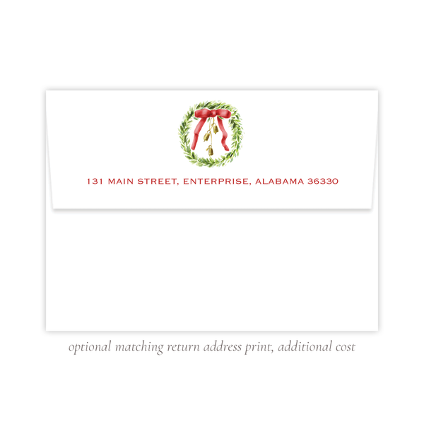 Harrington Wreath Red Christmas Card Landscape