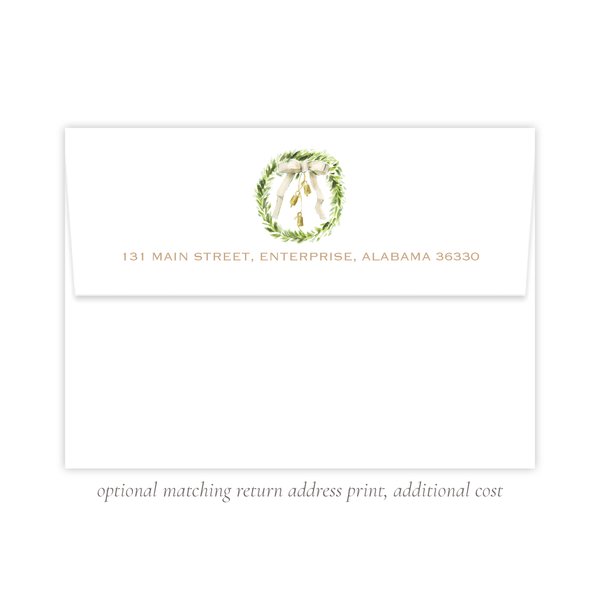 Harrington Wreath Tan Christmas Card Landscape
