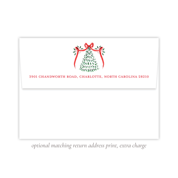 Harris Tree Red Blue Crest Landscape Change of Address Christmas Card