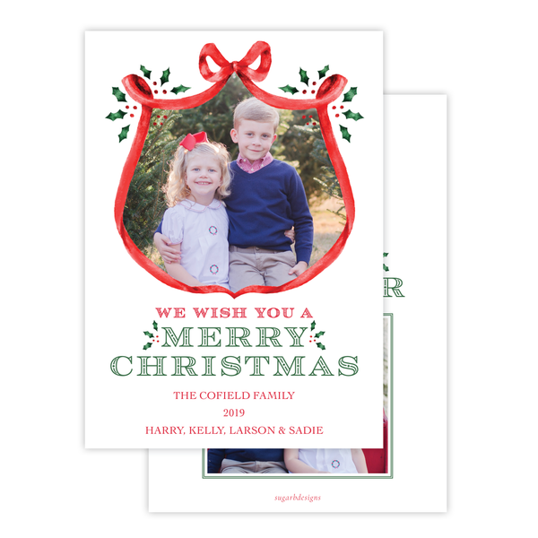 Harris Tree Red Large Wreath Portrait Christmas Card
