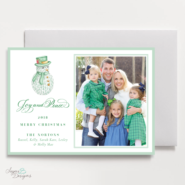 Herend Inspired Snowman Landscape Christmas Card