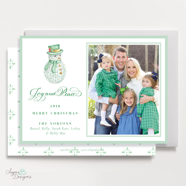 Herend Inspired Snowman Landscape Christmas Card