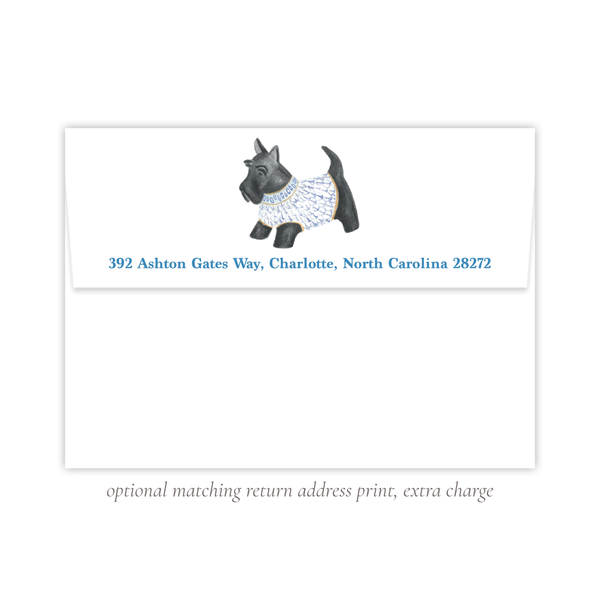 Herend Inspired Scottie Dog Change of Address Christmas Card
