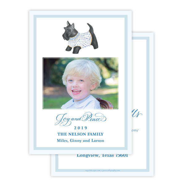 Herend Inspired Scottie Dog Change of Address Christmas Card