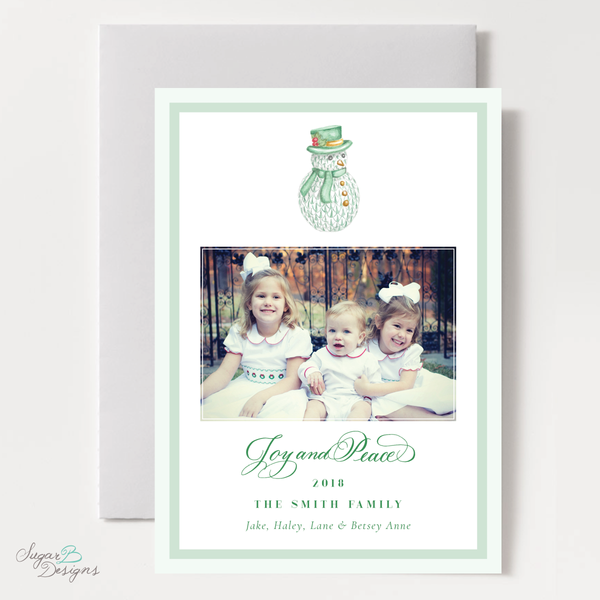 Herend Inspired Snowman Change of Address Christmas Card