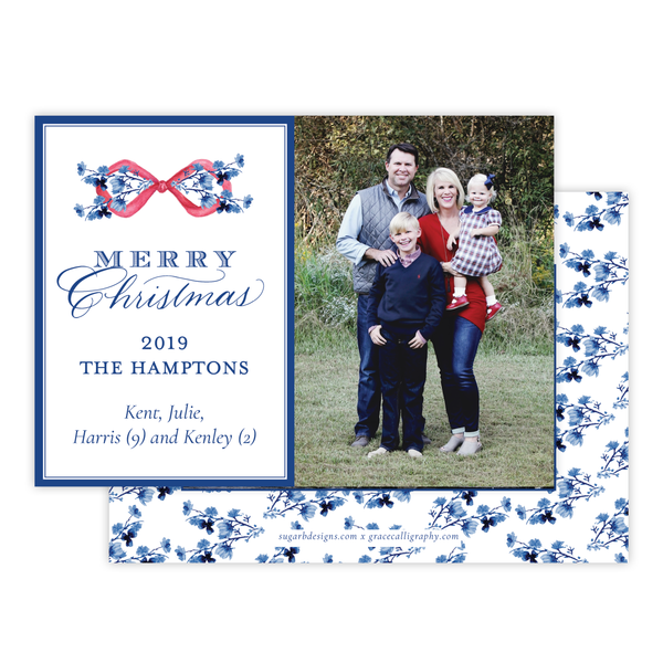 Hopkins Red Bow Horizontal Christmas Card