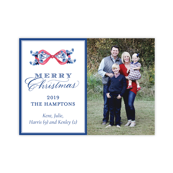 Hopkins Red Bow Horizontal Christmas Card