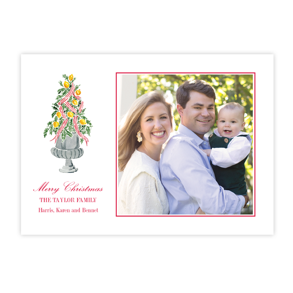 Lemon Tree Christmas Card Landscape Stripe