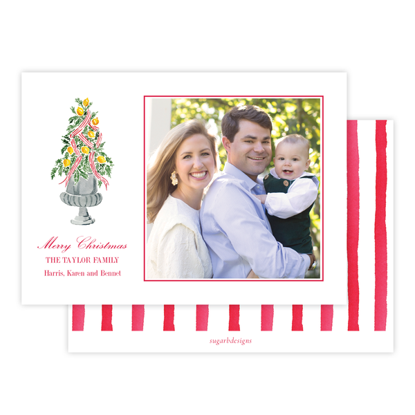 Lemon Tree Christmas Card Landscape Stripe