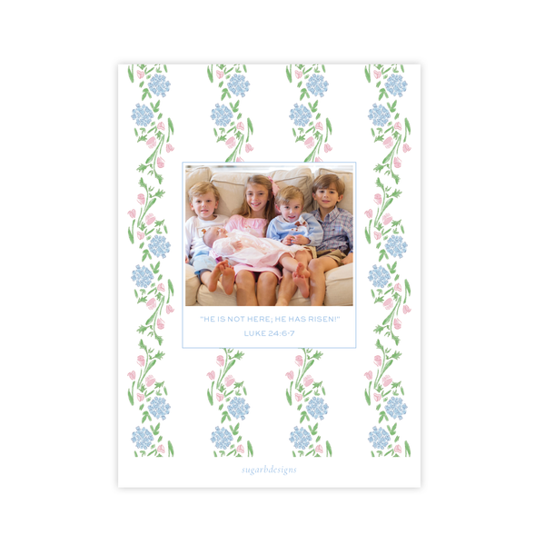 Lou Lou Floral Wreath Monogram Portrait Easter Card
