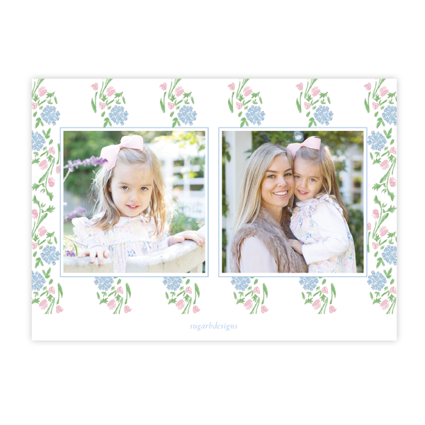 Lou Lou Floral Wreath Monogram Landscape Easter Card
