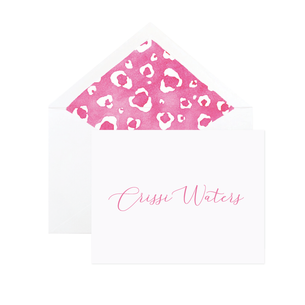 Leopard Fuchsia Letterpress Fine Paper Fold Over Stationery by Sugar B Designs