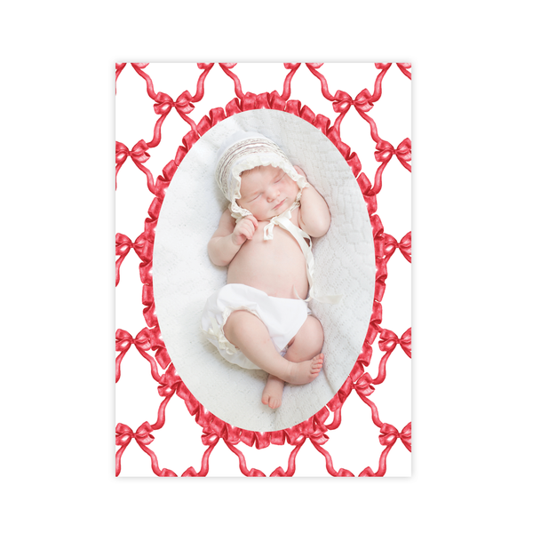 Leslee Bow Red Birth Announcement Christmas Card