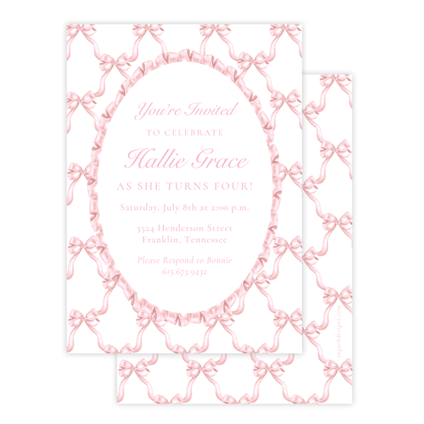 Leslee Bow Pink Birthday Invitation