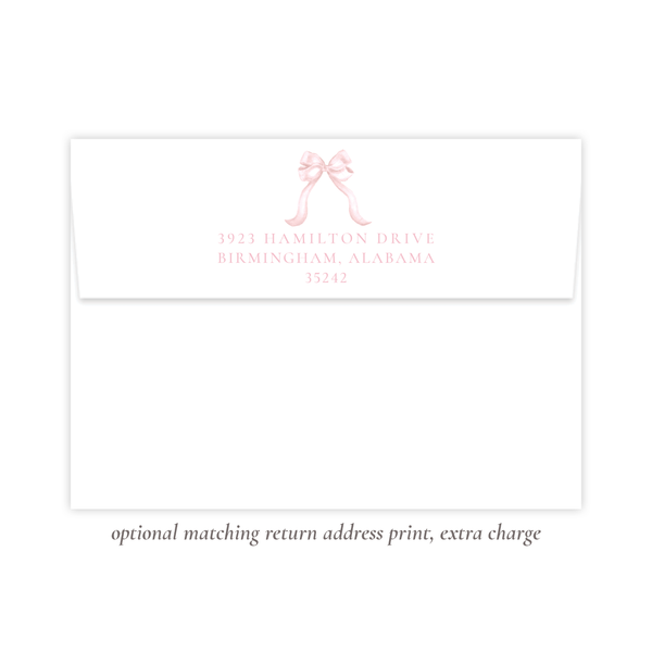 Leslee Bow Pink Birth Announcement