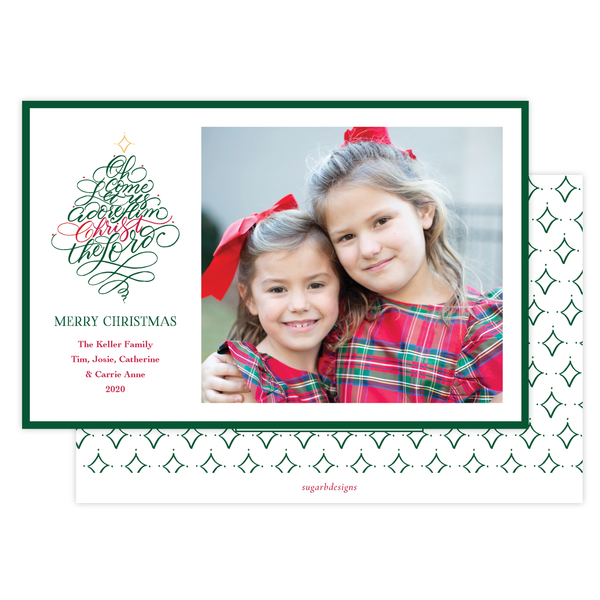 Let Us Adore Him A9 Christmas Card Green Landscape