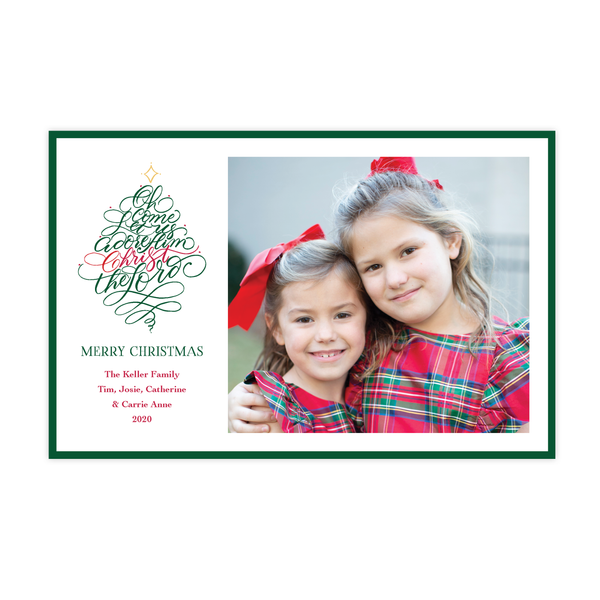 Let Us Adore Him A9 Christmas Card Green Landscape