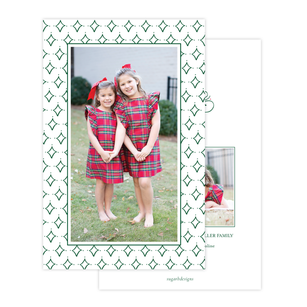 Let Us Adore Him Green Border A9 Christmas Card
