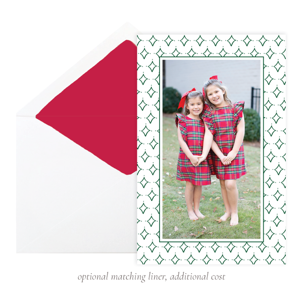 Let Us Adore Him Green Border A9 Christmas Card