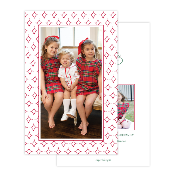 Let Us Adore Him Red Border A9 Christmas Card