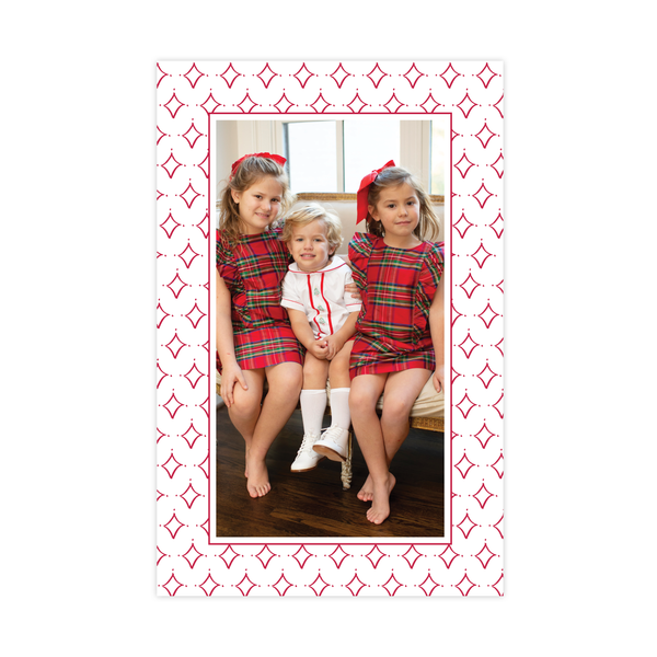 Let Us Adore Him Red Border A9 Christmas Card